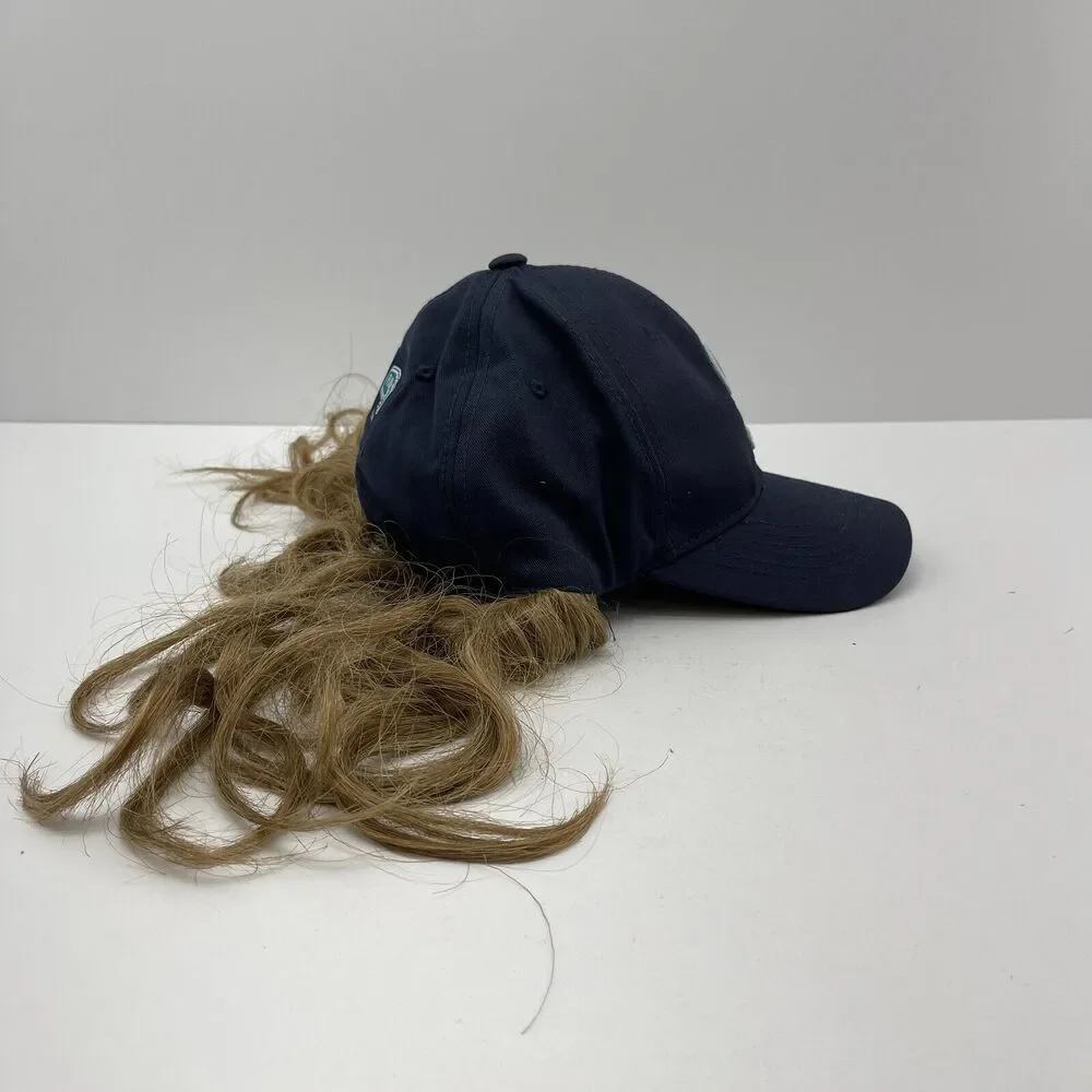 Vintage Seattle Mariners Snapback Hat Cap with Wig Long Hair Don’t Care One Size